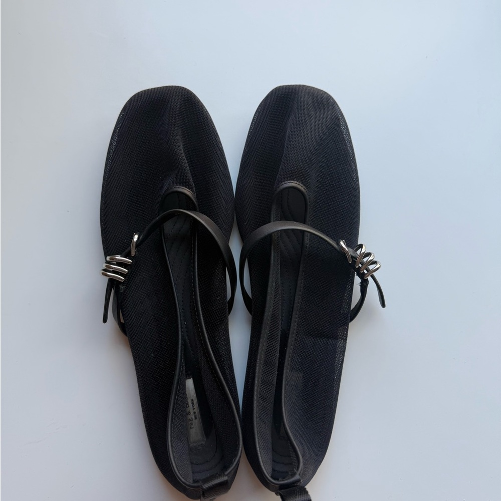 Rag & Bone Black Flats with Silver Accents